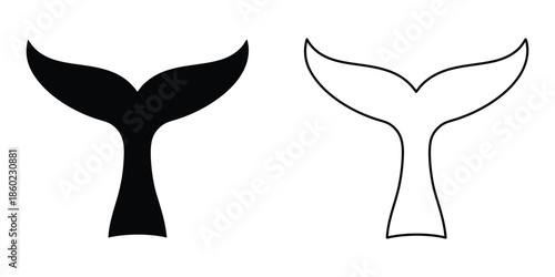 whale tail silhouette vector, mermaid tail icon