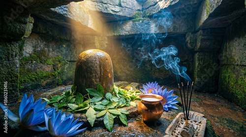 Shiva Lingam in Ancient Cav...