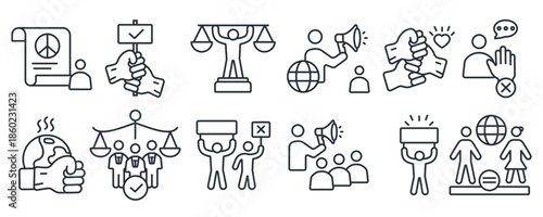 activism protest icon set editable stroke linear style sign 