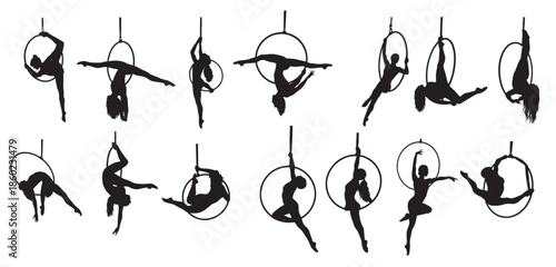 aerial hoop silhouette white background