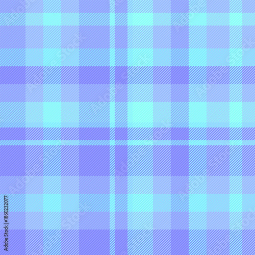 Machinery check vector seamless, merry christmas plaid fabric tartan. Tradition background pattern textile texture in blue and cyan colors.