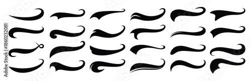 baseball swoosh tails isolated black curly lines