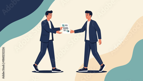 Business Collaboration and Partnership Agreement Between Two Professionals in Formal Attire