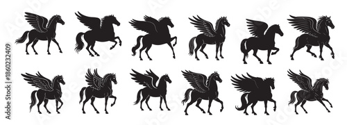 mythical winged horse silhouette 