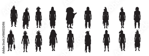 native american man silhouette white background 