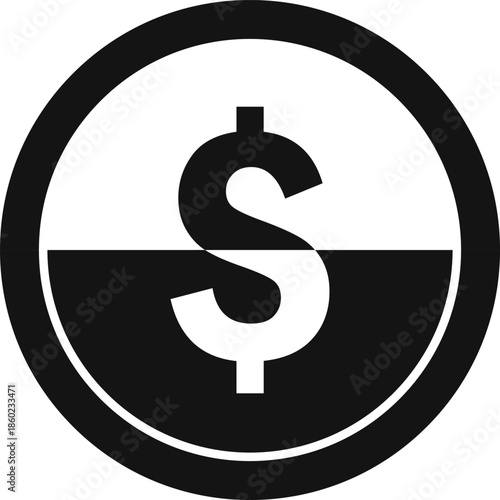 Coin icon, black coin isolated on a white background, realistic coin. Vector, designer illustration, web banner, vector image.