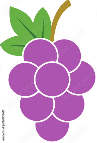 Grapes, grape icon, bunch of pink grapes with a leaf. Vector, designer illustration, web banner, vector image.