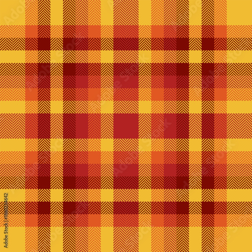 Custom pattern plaid fabric, usa texture textile seamless. Printing background tartan check vector in amber and red colors.