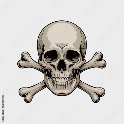 Skull and Crossbones Symbol Icon Illustration.