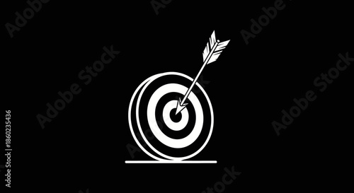 White Target with Arrow Hitting Bullseye.