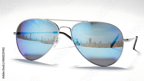 Aviator Sunglasses with Blue Lenses.