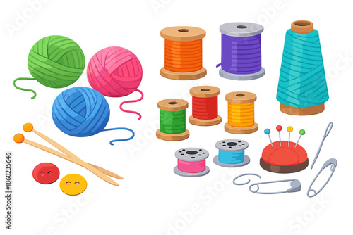 Sewing and Knitting Supplies Flat Lay