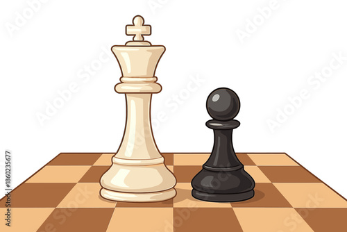 Chess King and Pawn Facing Off