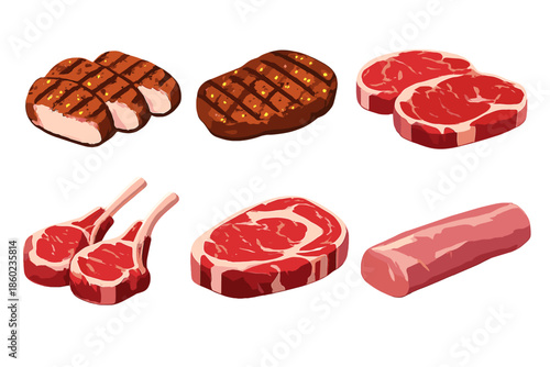 Assortment of Raw and Cooked Meats