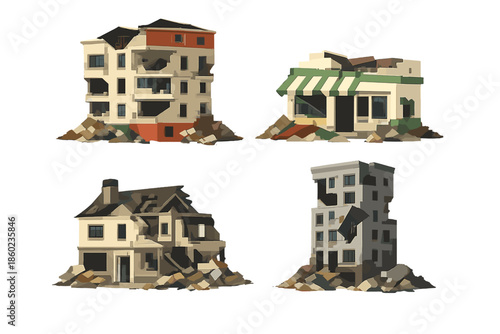 Damaged Buildings After Disaster