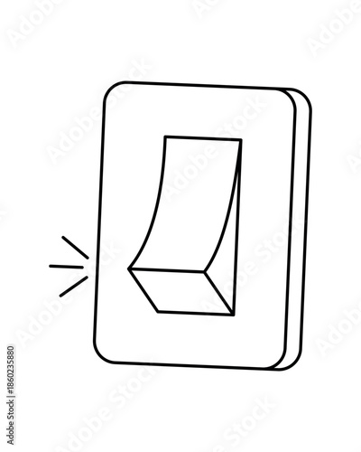 Light switch symbolizing control pause reset mindfulness decision making mental focus psychology therapy concept in black outline style