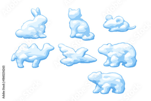 Cloud animal shapes on a blue gradient background