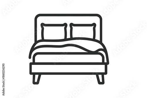 Bed icon with pillows and blanket