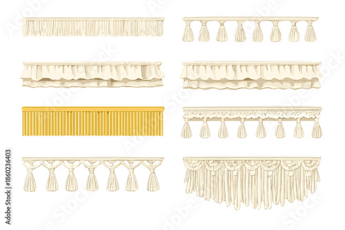 Ornate Decorative Trim with Tassels and Ruffles