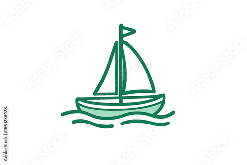 Minimalist sailboat silhouette on green gradient background