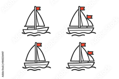 Four cartoon sailboats on a gradient background