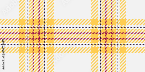 Rough check textile vector, age texture seamless background. Christmas card plaid tartan fabric pattern in white and amber colors.