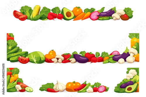 Vibrant Vegetable Border on a Blurry Green Background
