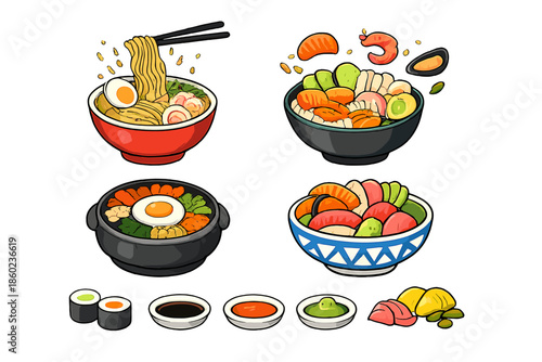 Colorful Japanese Food Assortment