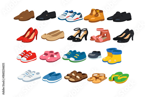 Collection of Diverse Footwear on a Gradient Background