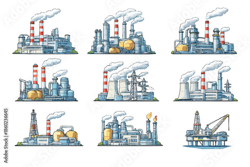Industrial Factory Complex Collage