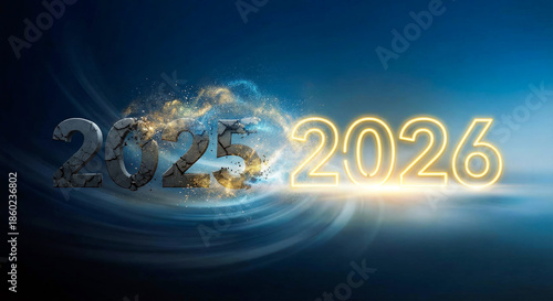 2026 New Year Transition Concept With 2025 Fading Away