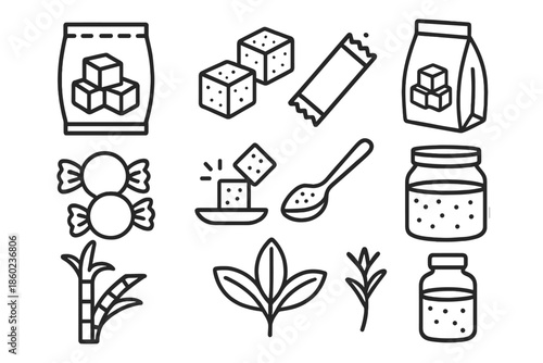 Sugar icons collection on a dark background