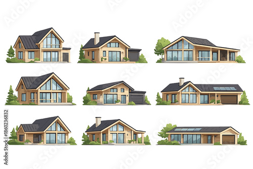 Collection of Modern Wood Houses with Large Windows