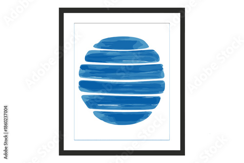Abstract Blue Circle Painting in Frame