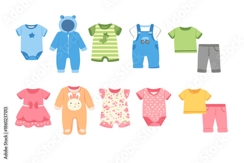 Cute Baby Clothes Collection on a Gradient Background