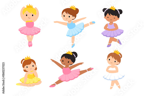 Cute ballet dancers performing on stage