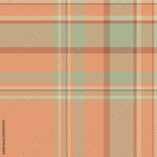Fibre background vector pattern, checking tartan plaid check. 1940s texture textile fabric seamless in orange and pastel colors.