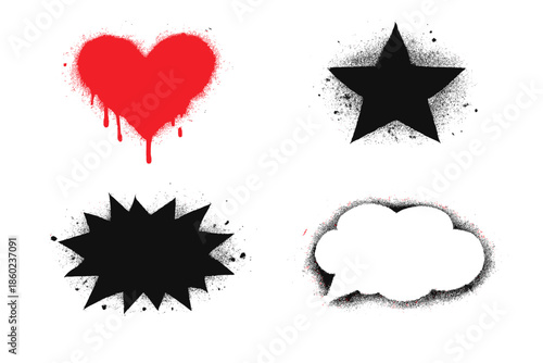 Spray paint graphic icons with glowing outlines