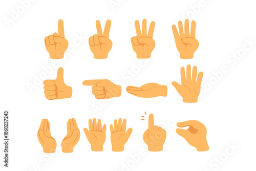 Set of glowing hand gesture icons