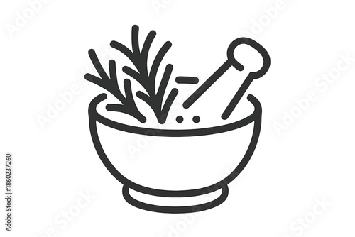 Mortar and Pestle with Herbs Icon