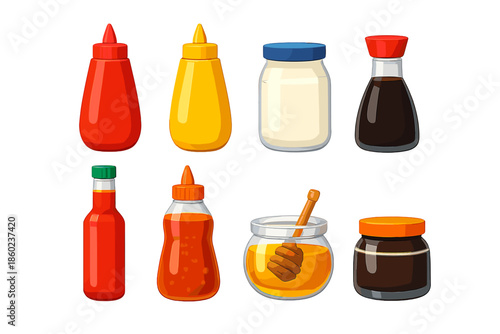 Collection of Condiment Bottles and Jars