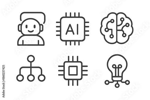 Artificial Intelligence Concept Icons Set