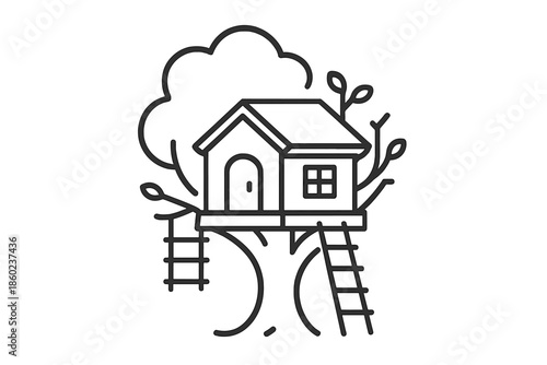 Treehouse icon, line art
