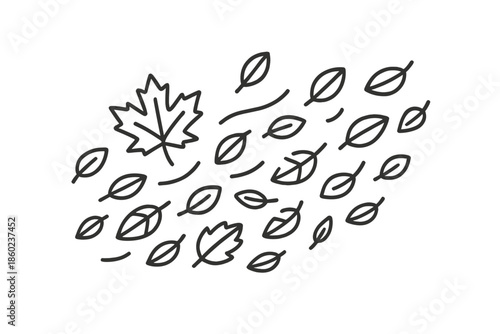 Autumn leaves scattered on a gradient background