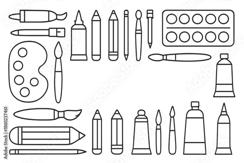 Art Supplies Line Icons