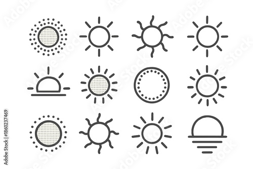 Sun and Sunset Icons Set