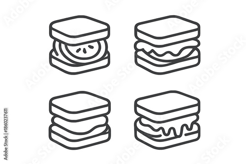 Set of four abstract sandwich icons