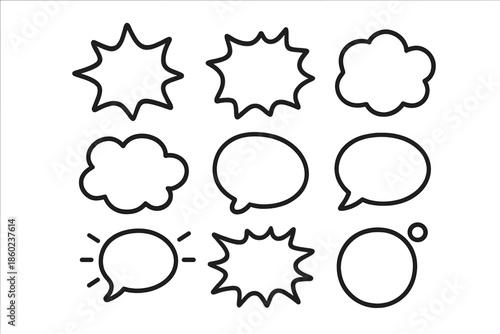 Collection of speech bubble outlines on a dark background