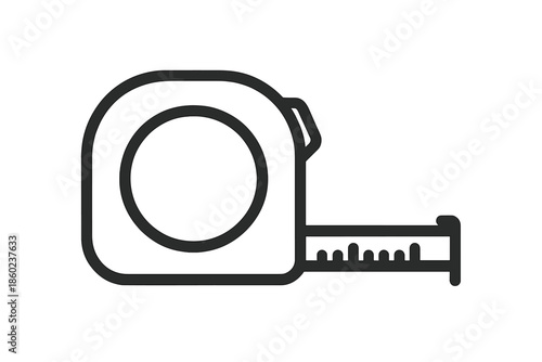 Simple tape measure icon on a gray background