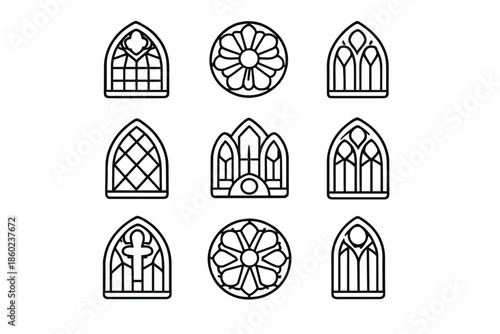 Gothic Window Icons Set